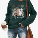 Christmas Sweatshirt Women Merry and Bright Christmas T-Shirt Funny Xmas Lights Blouse Tops Holiday Shirts Size S