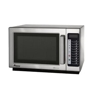 Amana RCS10TS 1000 Watt Stackable Countertop Commercial Microwave with Push Button Controls for Restaurant Buffet Catering Service | 1.2 Cu. Ft, 22"W x 19"D x 13-7/8"H, Stainless Steel, 120v, NSF