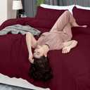 Utopia Bedding Duvet Cover Queen Size - 3 Piece with Zipper Closure - 1 Comforter Cover 90X90 Inches & 2 Pillow Shams 20X26 Inches (Burgundy) Comforter Not Included