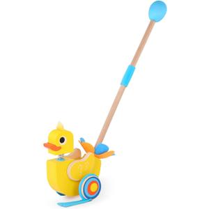 Battat  Waddling Push Toy  Wooden Duck  Walks & Flaps  Silly Sounds & Bobble Head  12+ Months  Quack & Go Duck