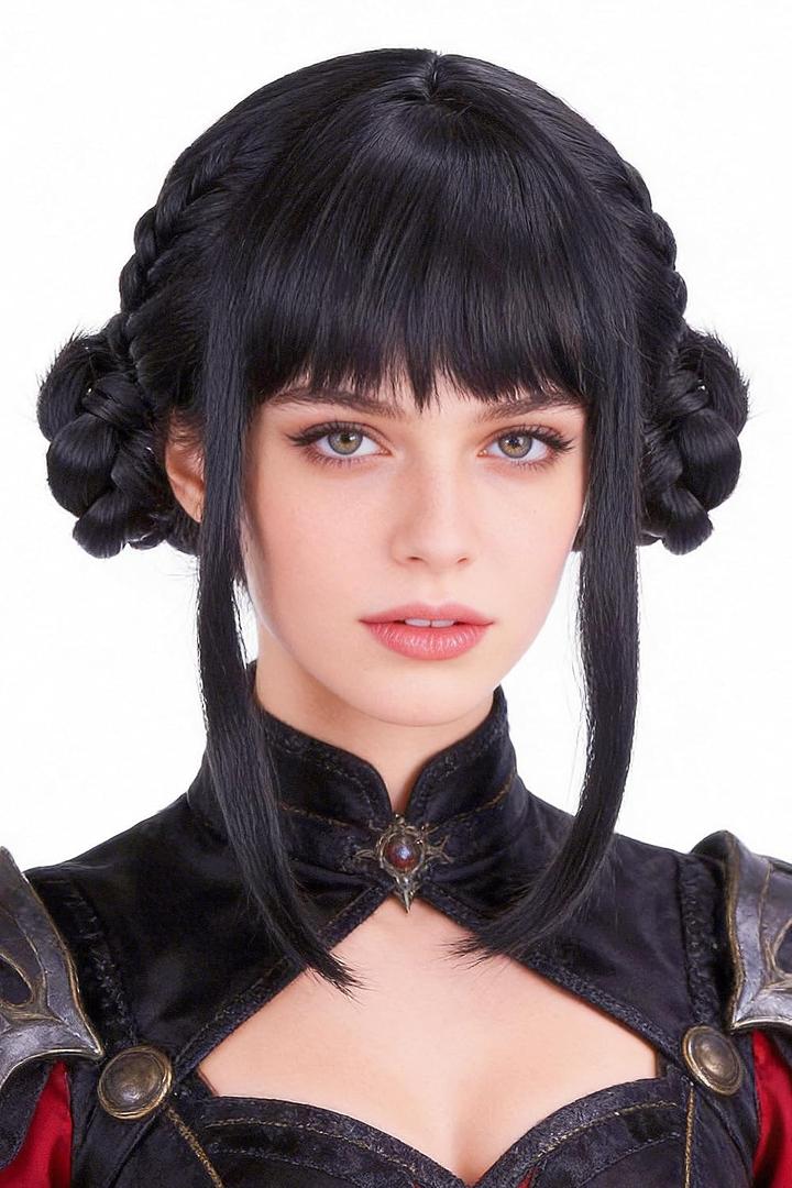 Purple Black Double Braid Wig Anime Cosplay Wigs for Girls Halloween Costume Wig