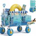 Sekey Heavy Duty Beach Wagon with 9" Big Sand-Proof Wheels, 300L Oversized Foldable Beach Cart with Cooler| Adjustable Handle & Balloon Tires for Sand, Camping,Vacation
