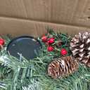 30" Christmas Table Centerpiece with 3 Candle Holders, Artificial Tabletop Xmas Decorations - Red Berries, Pine Cones and Steel Base Included, Christmas Centerpiece for Fireplace