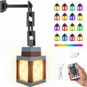 Pixelated Lantern Night Light with Timer 16 Color RGB Pixel Lantern Lamp Rechargeable Retro Pixel Decor Light with Remote & Touch Control, Hanging or Tabletop for Bedroom Desk Gaming Room Decor Gift