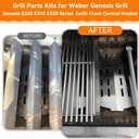 SafBbcue Grill Replacement Part Kit for Weber Genesis 300 Series, Stainless Steel 7524 Grill Grates, 7620 Flavorizer Bars, 7622 Heat Deflector Grills Parts for Genesis E/S310 E/S320 E/S330 Gas Grills