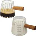 2-Pack Espresso Cups With Wood Handle 6oz, Espresso Accessories, Milk Frothing Pitcher, Glass Measuring Cup, Shot Glass