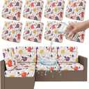 Smiry Waterproof Patio Cushion Covers, Stretch Outdoor Couch Slipcovers Replacement Washable Furniture Protector Sofa Chair Seat Cover for Dogs and Pets (8 Pcs, Orange)