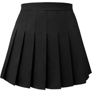 Pleated Skirt for Women Skater Skirt with Shorts Elastic Waist Plus Size Tennis Skirts (3X-Large, Black)