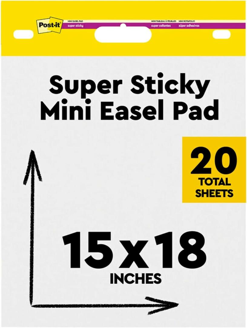 Post-it 577SS Self Stick Easel Pads, 15 x 18, White, 20 Sheets/Pad, 2 Pads/Pack