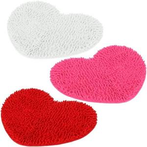 Timgle 2 Pcs Valentines Heart Shaped Rugs Galentine Day Love Bath Mats Cute Chenille Rugs Non Slip Washable for Home Entrance Bathroom Shower Floor Decor, 20'' x 24'' (Red Rose White)