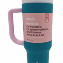 Stainless Steel Triple Layer Insulated Travel Tumbler with Spill Resistant Lid, Straw, and Carry Handle, BPA Free, 40 oz, Gray (Foggy Tide)