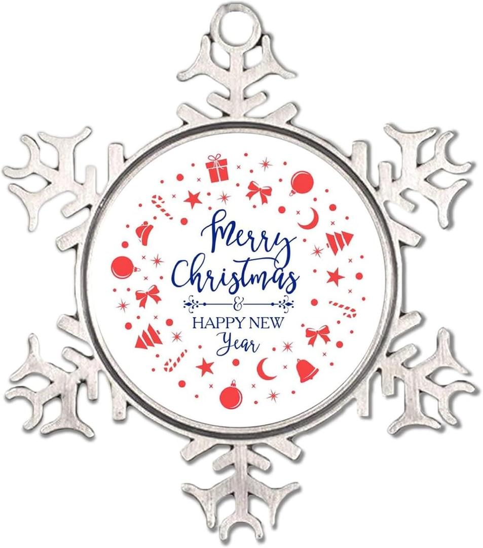 3" Metal Snowflake Ornament Merry Christmas Christmas Tree Pendant Hanging Seasonal Holiday Decoration for Home Farmhouse Room Door Porch Christmas Decor Hanging Keepsake Souvenir New Year Gift