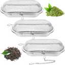 Hoolerry 3 Pcs Tea Ball Infusers Loose Leaf Tea Strainers Steeper Stainless Steel Mesh Floating Oval Filters 4.25 x 1.75 Inch for Kitchen and Home