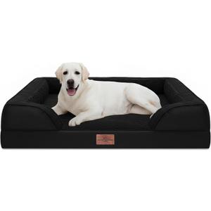 Comfort Expression Orthopedic Dog Bed for Extra Large Dogs 45x35 Inch, Waterproof Supportive Egg Crate Foam XL Pet Bed with Removable Bolsters, Dog Couch with Washable Cover & Non-Slip Bottom, Black
