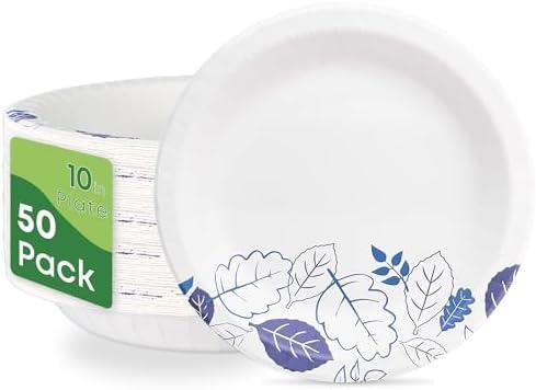 Paperjoy Ultra Paper Plates 10 Inch For Everyday Use,50 Count Disposable Plates For All Occasions ，Soak Proof, Cut-Proof,Microwaveable,Heavy-Duty Round Dinner Plates For Parties and Daily Use, Pack Of 2