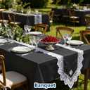Rectangle Tablecloth 60" x 84", Black Washable Polyester Table Cloth, Wipeable Table Cover for Dining, Wedding, Birthday, Party, Banquet Decor, 6 Pack