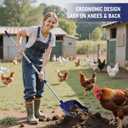 Chicken Poop Scooper & Rake, 2-in-1 Chicken Coop Pooper Shovel with 3-Shape Sifting Holes, 39 to 68" Chicken Coop Rake Stainless Steel Handle Litter Shovel for Small Farm Animals