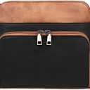 MASINTOR Crossbody Purse Bags for Women, Multi-Pocket Soft Leather Shoulder Purse with Tassel, Lightweight Travel Handbag (Black With Mocha Brown)