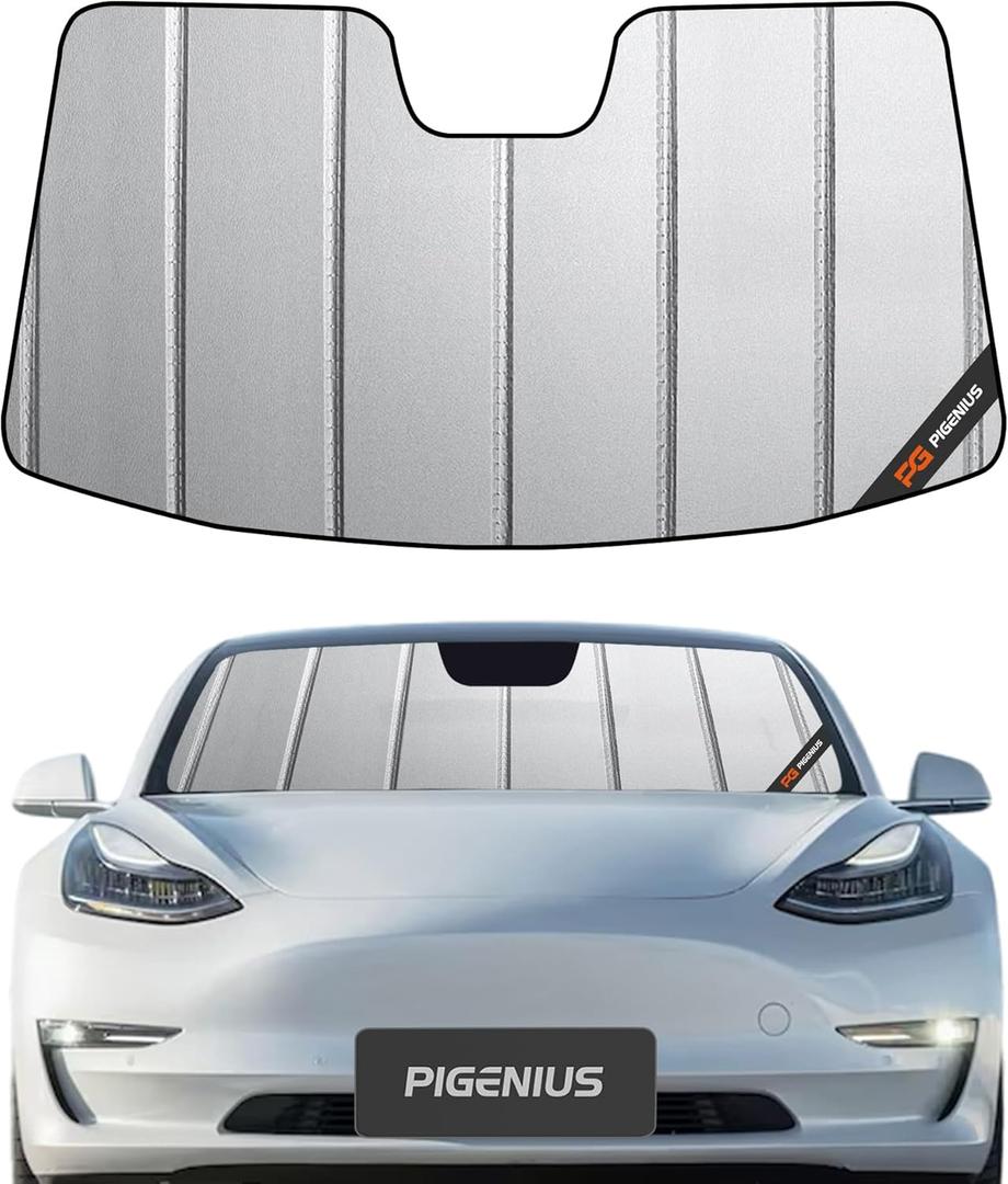 Windshield Sun Shade for Tesla Model 3 2018-2025, Model Y 2020-2025 Front Window Sunshade - Safeguard
