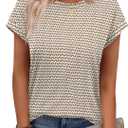 Alaroo Womens Summer Tops Short Sleeve Shirts Crew Neck Tshirt Cute Trendy Tunic Blouses (Brown, S)
