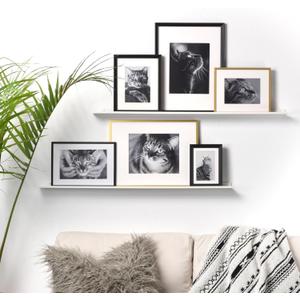 Metal Picture Ledge, Wall Mounted Floating Shelf - 36" White (Set of 2)
