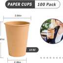 Lamosi 100 Count 12 oz Paper Cups, Disposable Kraft Paper Coffee Cups 12 Ounce for Hot/Cold Beverages, Water, Party, Picnic, Travel, Events