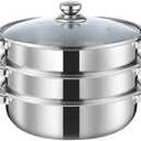 Steamer Pot for Cooking 11 inch, Steamer Pots 3-tier Multipurpose Stainless Steel Steam Pot Cookware with Handle for Vegetable