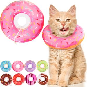 Cat Cone Collar Soft, Adjustable Cat Recovery Collars Spay Cones to Stop Licking, Cute Kittens Donut E Collar After Surgery, Anti-Lick Wound Healing Elizabetan Collars for Kittens (Pink, Small)