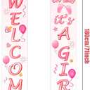 Blulu Baby Shower Decorations 71 x 12 Inch Welcome It Is a Girl Banner Backdrop Background Door Hanging Porch Sign for Baby Shower Gender Reveal Party Photo Prop Backdrop Supplies