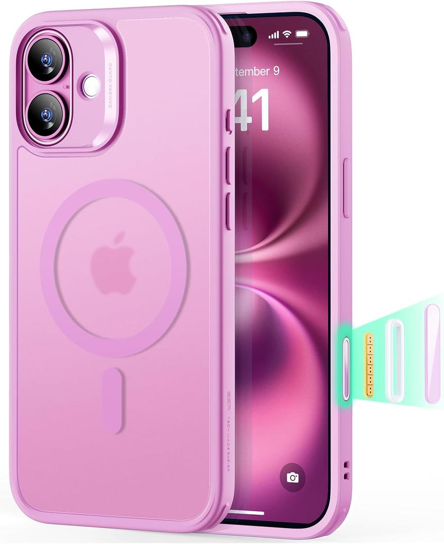 ESR for iPhone 16 Plus Case, Camera Control Cover, Compatible with MagSafe, Shockproof Military-Grade Protection, Magnetic Phone Case for iPhone 16 Plus Case, Classic Hybrid Case, Frosted Pink