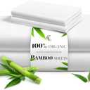 LuxClub Full Size Bed Sheets, 100% Rayon Derived from Bamboo Cooling Sheets, Breathable & Soft Deep Pocket Up to 16", Hotel Luxury Silky Sheets Full Size Set, White
