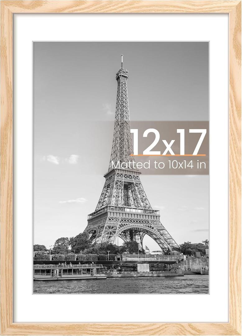 upsimples 12x17 Picture Frame, Wall Decor Poster Frames, Natural Style 1Pcs
12 x 17 Frame, 10x14 Frame with Mat for Gallery Wall, Family, Baby, Dog, Dorm, Christmas