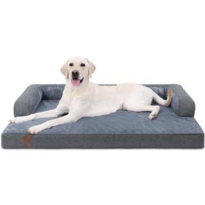 KSIIA Washable Dog Bed XL Senior Dog, Orthopedic Warm Soft Pet Sofa Waterproof Pet Couch with Sides, Non-Slip and Egg-Crate Foam Extra Large Beds with Removable Cover, 41x27Inch, Dark Grey