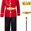 Prince Charming Costume for Kids Boys Royal Prince King Outfit Party Cosplay 11-13 Years Red