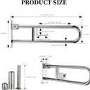 Toilet Grab Bar 30.3 Inch, YuanDe Flip Up Grab Bar with Paper Holder, Polished Chrome Anti-Slip Safety Bars for Toilet, Stainless Steel Knurled Toilet Handles for Seniors Disabled Elderly Pregnant