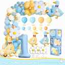 One Little Goose Birthday Party Decorations,Goose 1st Birthday Party Decorations, Little Goose First Party Supplies Backdrop Balloon Garland Cake Topper Balloon Box for One Year Old Boy