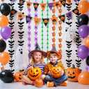 2 x ADLKGG Halloween Party Decorations, 2Pcs Orange Purple Black Green Bat Spider Ghost Witch Hat Pattern Foil Fringe Curtains, Halloween Party Streamers Photo Booth Props for Birthday Anniversary