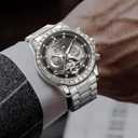 Automatic Watch for Men- Luxury Crystal Bezel Complete Calendar Mechanical Day Date Tourbillon Watch for Men Luminous with Stainless Strap