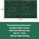 Embossed Doormat Anti Slip Outdoor Carpet, Multi Color Welcome mat, Size 43  73cm, PVC Bottom Surface (Green)