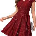 Wedtrend Women's Short Prom Dress A-Line Sequin Cocktail Dress Sparkly Semi Formal Dresses for Teens (Red, M)