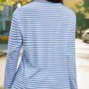 Gardenwed Long Sleeve Shirts for Women Striped Crewneck Loose Fit Basic Tops 2025 Fall T-Shirt (Blue, XXL)