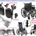 Heavy Duty Wheelchair elevating Leg Rest, w/Calf pad, Aluminum Footplates, Compatible with 22-24" Bariatric Heavy Duty Wheelchair, Transport Chair,Reclining Wheelchair.Universal Parts, (1pr,Black)