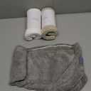 YFONG 3 Pack Large Microfiber Hair Towel Wrap, 30" x 10" Anti Frizz Quick Dry Hair Towels for Women Long, Curly, Thick Hair, Super Absorbent Hair Turban for Wet Hair (Grey, White, Camel)