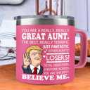 Christmas Aunt Gifts From Niece, Nephew - Great Aunt Mug - Birthday Gifts For Aunts, Auntie - Mothers Day, Christmas Gift Idea For Aunts From Kids, Uncle - Stainless Steel Coffee Tumbler 14 OZ