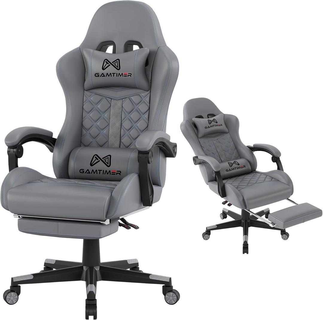 Gaming Chair, 400 lbs Adult Chair, High Back Computer Chair with Footrest and Linked Armrests, Office Video Game Chair with Lumbar Support (Grey) Gaming Chair, 400 lbs Adult Chair, High Back Computer Chair with Footrest and Linked Armrests, Office Video Game Chair with Lumbar Support (Grey)