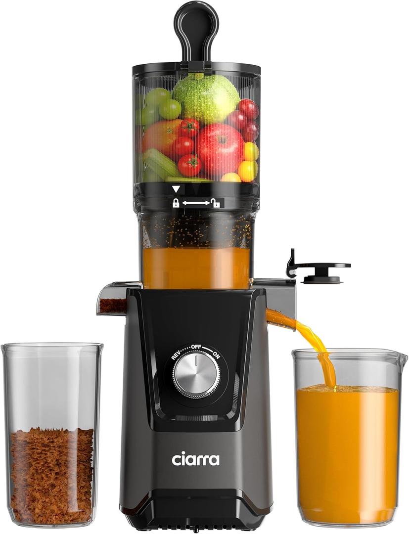 Ciarra Cold Press Juicer - 4.3 XL Feed Chute, Quiet Motor, 406Oz BPA-Free Juicer Machines, 99% Juice Yield Slow Masticating Juicer for Whole Fruits & Vegetables, Easy to Clean