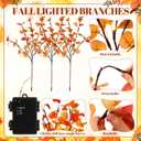 Aurelema 6 Pcs Fall Lighted Eucalyptus Leaves Branches with Timer 120 LEDs Light up Artificial Fall Stems for Vases Battery Operated Lit Autumn Decorations for Home Tabletop Thanksgiving Decor