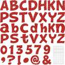 Colarr 216 Pcs Glitter Bulletin Board Letters for Classroom Numbers Alphabet 4 Inch Poster Board Letters with Adhesive Dots Punctuation Symbols Cutout Bulletin Display School Decor(Red)