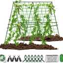 Foldable A-Frame Metal Trellis for Garden - 48"x48" with Climbing Net and Plant Support Clip for Tomato, Grape, Vegetable, Squash, Bean, Flowers