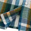 TUNEVUSE Boys Western Shirts Pearl Snap Short Sleeve Casual Plaid Button Down Kids Shirt 100% Cotton (Blue) 11-12Y  